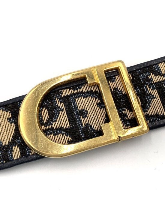 Dior Trotter Leather Canvas Navy Belt Gold main image 4